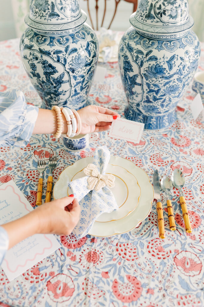 Pink & Blue Fall(ish) Tablescape